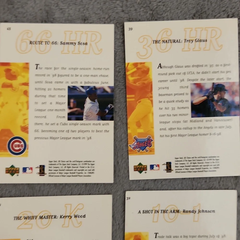 Vintage 1999 Upper Deck UD Choice Cover Glory Baseball Trading Cards